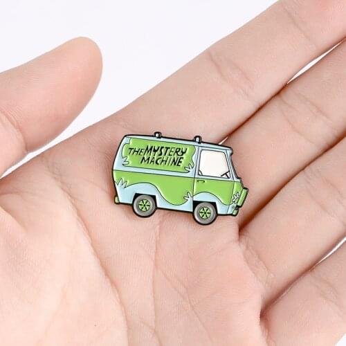 The Mystery Machine Enamel Pin Scooby Cartoon School Travel Bus Brooch Lapel Pin Cartoon Custom Badge Jewelry Gift Friends Kids