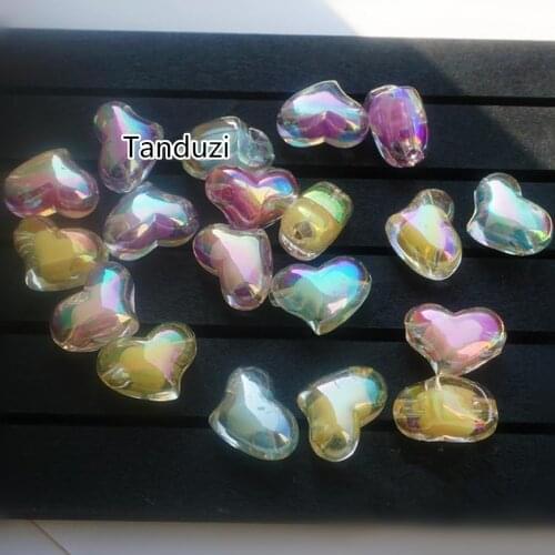 Tanduzi 50PCS Cute Acrylic Beads Fit Jewelry Baby DIY Making Heart Acrylic Shaped Bead