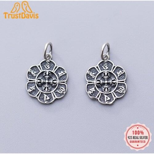 TrustDavis Fashion Real 925 Sterling Thai Silver Sweet Flowers Charms For Bracelet Necklace DIY Accessories Fine Jewelry DZ446