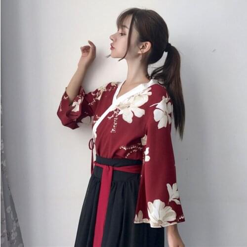 Retro Japanese Style Vintage Haori Kawaii Girls Women Foral Kimono Dress for Party Yukata Asian Clothes Skirts Hot Sale