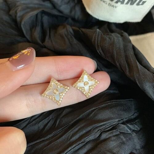 Womens Fashion Earrings Exquisite Square Pendant Earrings Female Personality Wild Jewelry fine korean earrings aretes de plata