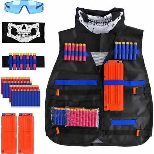 1 Set Children Kids Tactical Vest Jacket Waistcoat Suit Kit Holder Pistol Bullets Toy Clip Darts For Outdoor Games Toy For Gifts