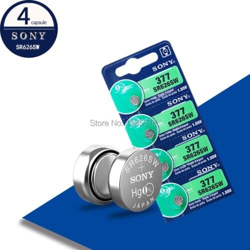 4PCS/lot For Sony Original 1.55V AG4 377A 377 LR626 SR626SW SR66 LR66 button cell Watch Coin Battery Silver Oxide MADE IN JAPAN