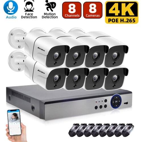 4K POE NVR Surveillance System 8.0MP IP Security Camera CCTV POE 8CH NVR Kit Video Surveillance IOS Android Waterproof Camera