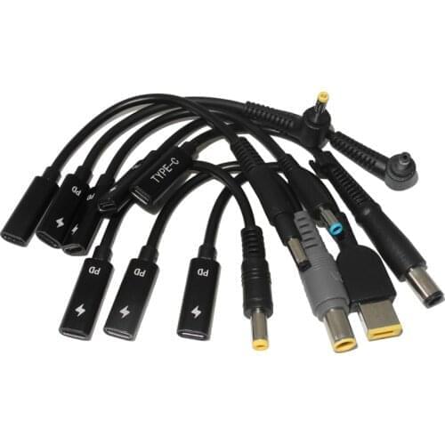 Laptop Dc Power Supply Adapter Connector Cable Cord USB Type C PD Female to Universal Male Plug Converter for Lenovo Hp Asus
