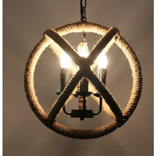 American style pendant light hemp rope lamps hemp retro pendant lights lamp Dining Room Cafe Decor Lighting