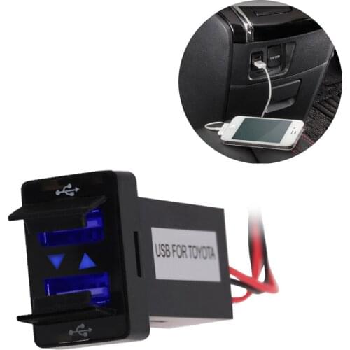 1Pcs 12v 24vl Dual Usb Car Charger Power Adapter Socket For TOYOTA Usb 2.1A 2 Port Charge Socket Car Styling For Iphone