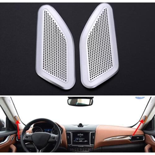 BBQ@FUKA 2x Car A Pillar Door Loud Sound Audio Stereo Speaker Cover Trim Styling Sticker ABS Fit For Maserati Levante