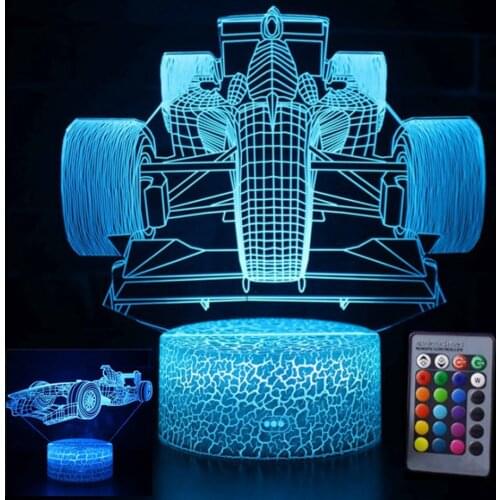F1 Formula 1 Racing Car 3d Illusion Led Night Light for Child Bedroom Decorative Nightlight Unique Kids Gift Color Changeable
