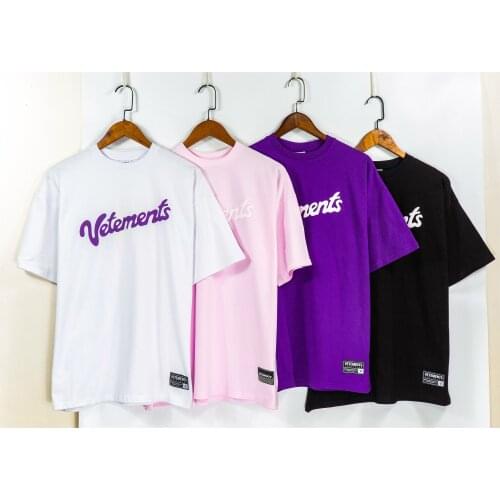 Vetements Short-sleeved Female Couple Loose Street Hip-hop Trend T-shirt Mens Cotton Round Neck Letter Print 03