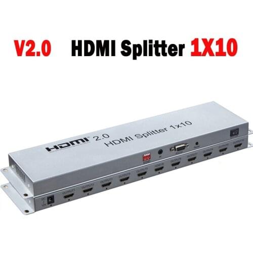 HDMI 2.0 4K HDMI Splitter 1x10 1080P 3D Video Converter Distributor 1 In 8 10 Out EDID RS232 For PS4 DVD Computer PC TO TV HDTV
