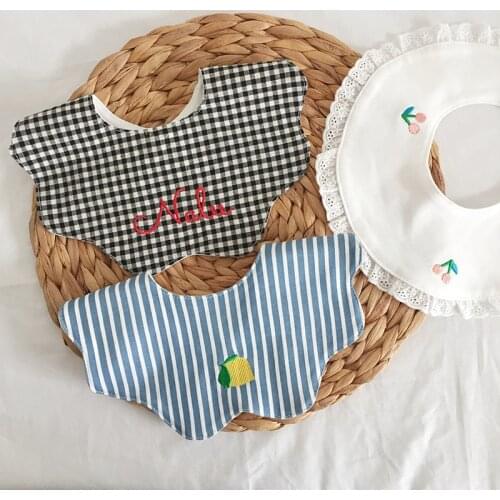 Ins Korean cotton baby saliva towel baby bibs 0-1-2 years old wild bibs saliva pockets wholesale
