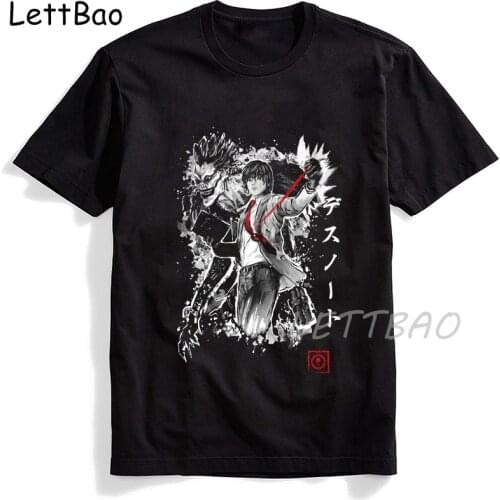 Classic Anime Death Note Tshirt for Men Short Sleeved Light Yagami Print Tee Shirt Cotton Japanese Manga T-shirt Clothes Gift
