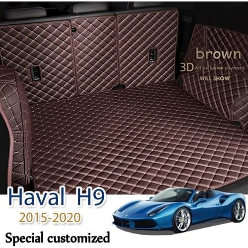 Leather Car Trunk Mat For Haval H9 2015-2020 7-Seat Cargo Liner Accessories Interior Boot