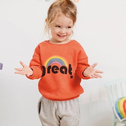 Little maven 2019 autumn new baby girls brand clothes letter print rainbow toddler orange sweatshirts baby girl outfit C0164