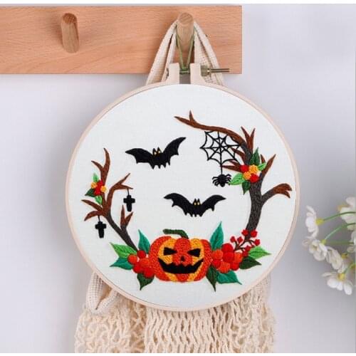 Halloween Embroidery Kit Halloween Embroidery Decor Embroidery Hoop Threads Contains Materials and Tool English Manual