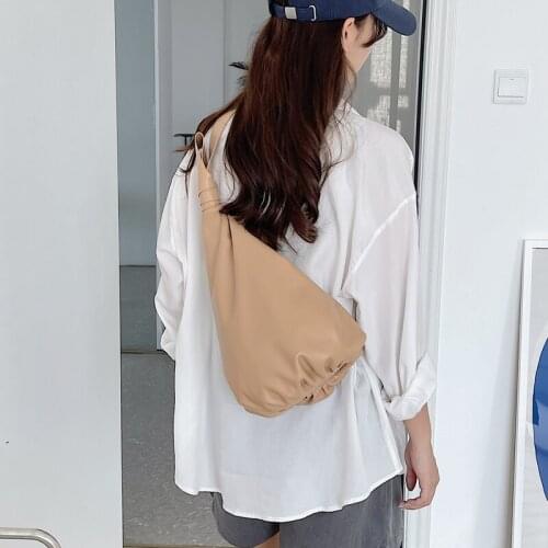 2021 New Plicated Folds Shouder Designer Bags for Women Korean Fashion High Quality Soft PU Leather Female Handbag Crossbody Bag