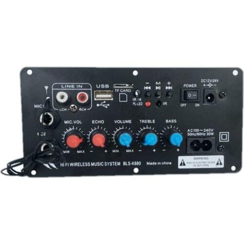 Subwoofer Digital Bluetooth Amplifier Board Dual Microphone Karaoke Amplifier Reverb 220V for 8-12 Inch Speaker US Plug Hot