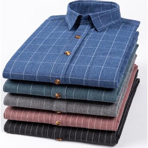 Casual Short Sleeve Shirts for Men Summer 100% Cotton Stripe Plaid Shirt Business Mens Fashion Clothing Trends Retro Clothes