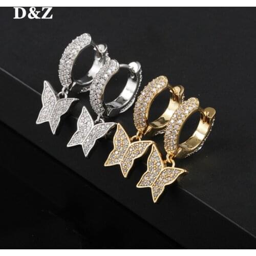 D&Z Butterfly Dangle Drop Earrings Micro Paved AAA+ Cubic Zirconia Stones Female Fashion Jewelry Gold Silver Color 2021 Jewelry