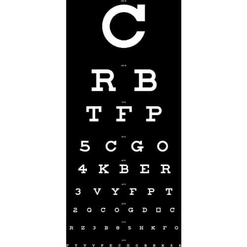 Eye Chart Black with White Letters Art Film Print Silk Poster Home Wall Decor 24x36inch