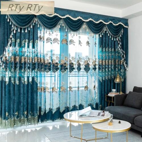 Chenille cashmere Blackout curtains for living room French window high quality curtains for Kitchen with Window Treatment Drap