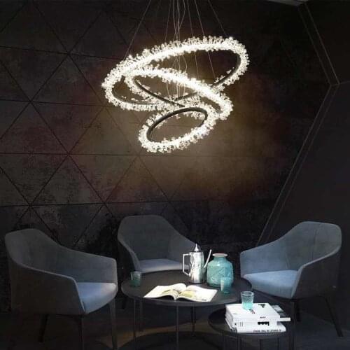 Modern Wreath Crystal Metal Chandelier Living Room Dining Room LED Suspension Lamps Art Pendant Light PA0570