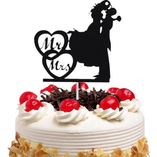 Cake Toppers Flags Kiss Mr & Mrs Heart Love Kids Birthday Cupcake Topper Wedding Anniversary Bride Groom Party Baking DIY Xmas