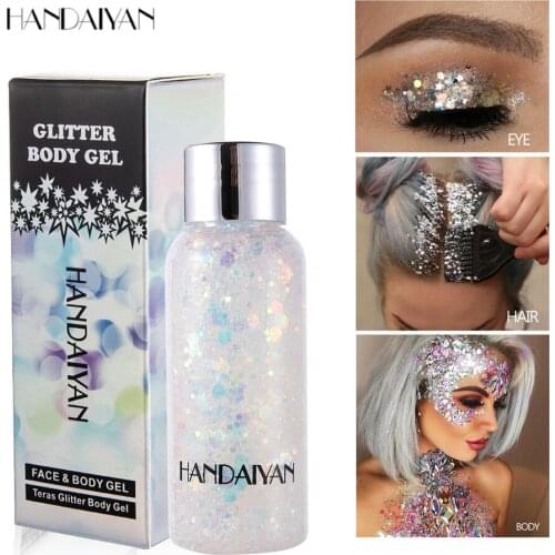 Face Sequins Cream Glitter Eyeshadow Body Shimmer Hair Sequins Party Makeup Decoration