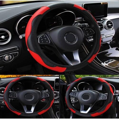 Non-slip Car Steering Wheel Cover Breathable Anti Slip PU Leather Steering Covers Suitable 37-38cm Auto Interior TXTB1