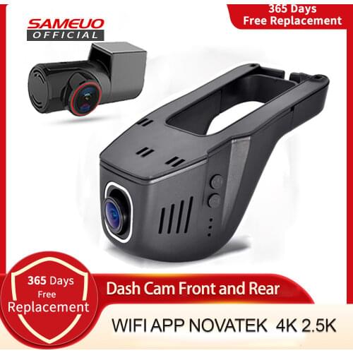 Sameuo Hidden Car Dvr Dash cam Wifi Front and Rear Camera HD 1440P 1080P loop record APP control record the driving process