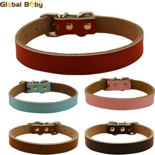 High Quality New Brand Global Baby 5 Colors Soft Cowhide Leather Pet Products Dog Collar