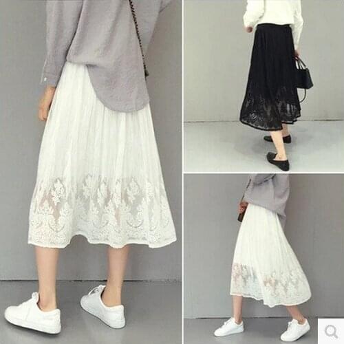 Womens Clothing 2018 Spring And Summer Elastic Waist Lace Skirt Skirts Womens Summer Skirt
