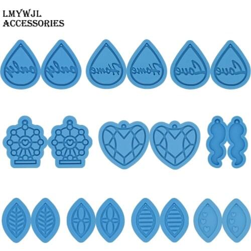10 Styles/earring Epoxy Resin Mold Key Ring Pendant Silicone Mold DIY Crafts Jewelry Necklace Earrings Casting Mold