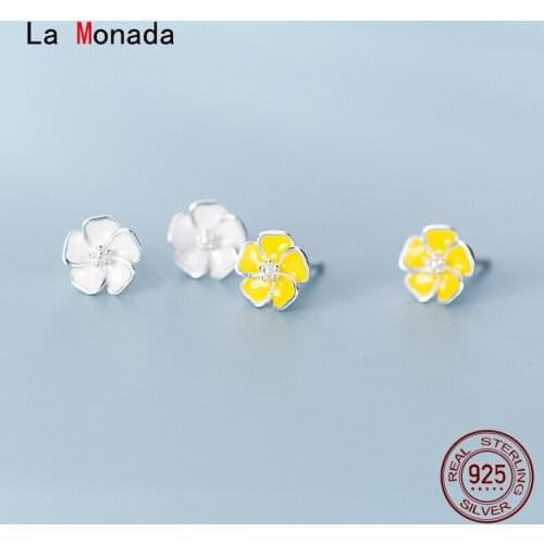 La Monada Yellow Flower Stud Earrings For Women Silver 925 Fine Women Earrings Jewelry Stud Earrings 925 Sterling Silver Women
