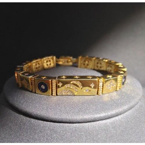 S925 sterling silver bracelet april new fantasy star and moon bracelet female fashion bohemian style multi-square jewelry