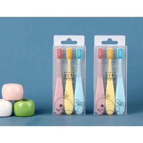3Pcs/Set Sweet Candy Color Children Toothbrush Non-Slip Fatty Handle Small Head Soft Bristle Kids Training Tooth Brush Oral Care