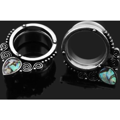 2PCS New Fashion Ethnic Style Ear Piercing Tunnels Stainless Steel Ear Plugs Ear Gauges Body Jewelry Mix Sizes Wholesale