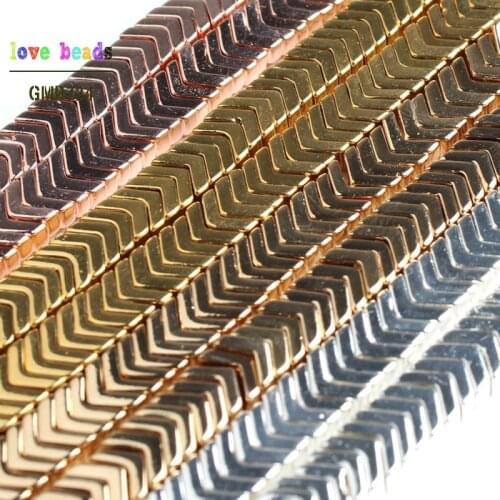 6.5mm Natural V shape Rose Gold Silver Color Hematite Stone Beads for Jewelry Making DIY Bracelet 15'' Strand 200pcs
