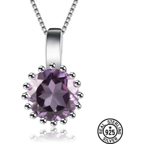 925 Sterling Silver Pendant Natural Amethyst Gemstone Without Chain For Women Delicate Girls Gifts Classic Fine Jewelry