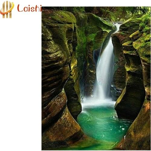 Full Diamond Painting Waterfall in the stone natural landscape Cross Stitch Mosaic 5D Diy Square Round diamond Embroidery Gift