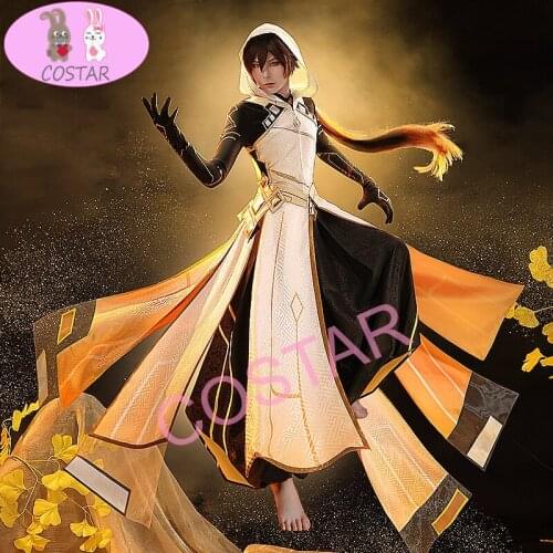 Anime! Genshin Impact Zhongli Morax God Suit Handsome Uniform Cosplay Costume Halloween Carnival Party Outfit For Men 2021 NEW