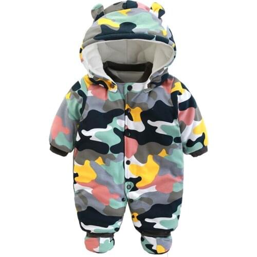 Baby Rompers Winter Thick Warm fleece Hoodies baby girls boys Jumpsuit newborn toddle clothing CottonOverall kids outwear 3-24M