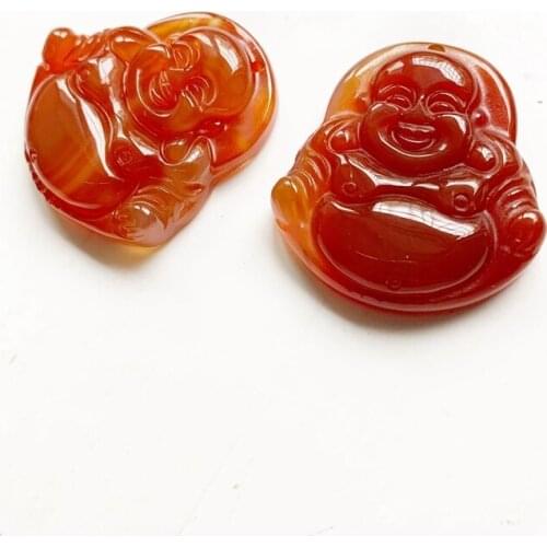 Natural Crystal Carnelian Figurine Buddha Pendant Jewelry Reiki Healing Stones Crystal