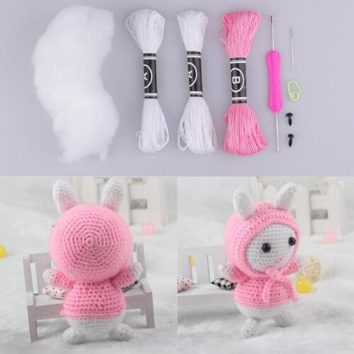 Häkelset- Pink Rabbit Crochet Kit DIY Doll Crochet Kit For Beginners, Incl