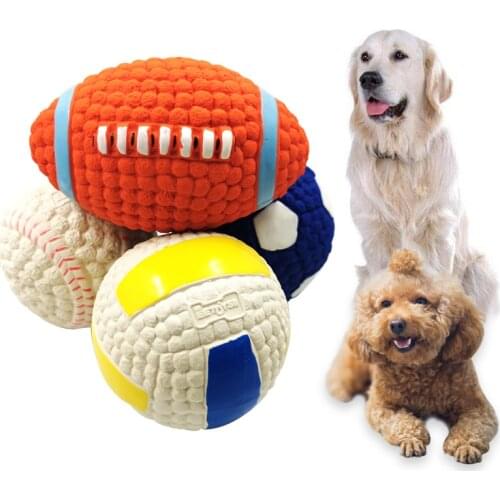 Pet Dog Toy Natural Latex Dog Balls Squeak Toys Chew Toy For Small Large Puppy Dogs Chihuahua French Bulldog Golden Retriever