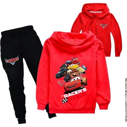 Disney McQueen Car Boys And Girls Costume Set Spring Fall Athletic Suit Cardigan + Pant suit Birthday Gift
