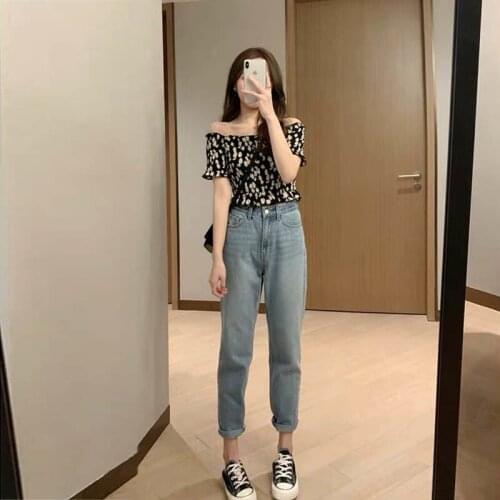 Summer 2020 new slim jeans blouse female slim tall suit 2 piece sets womens outfits women clothing