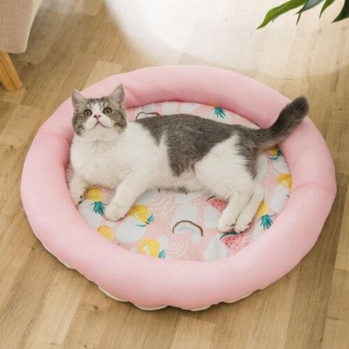 Summer Cooling Pet Dog Mat Ice Pad Dog Sleeping Round Mats For Dogs Cats Pet Kennel Top Quality Cool Cold Silk Dog Bed S-L