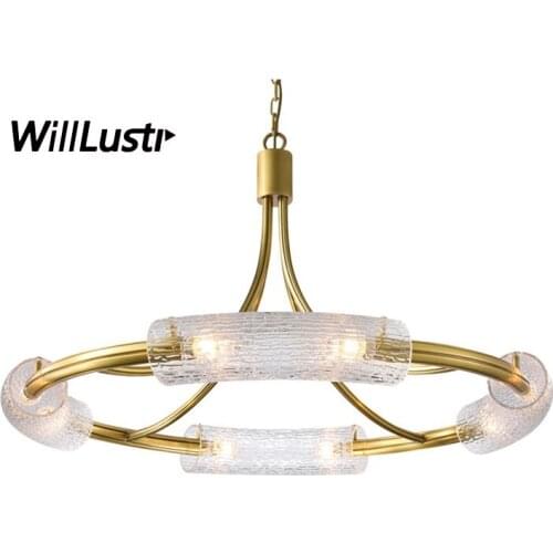 American Style Copper Pendant Light Luxury Glass Hotel Restaurant Bar Cafe Sitting Dinning Room Study Bedroom Suspension Lamp